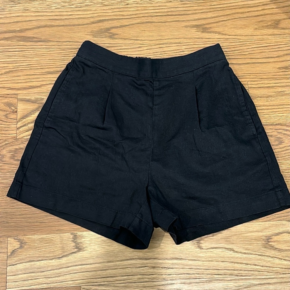 BNWT Madewell Linen Pull-on shorts XS, black